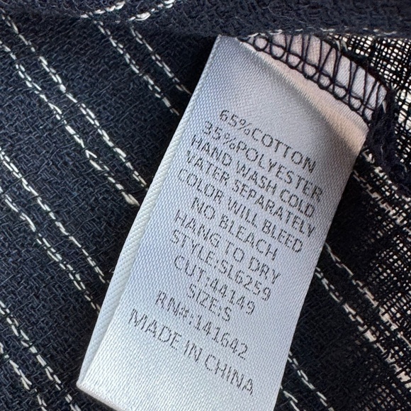 NWT She + Sky Navy Striped Smocked Off Shoulder Long Sleeve Top – Size S - Picture 7 of 12